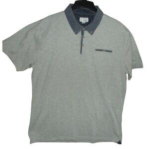 Craft+Flow Polo Shirt Mens XXL Gray Heather blue denim button down collar Pocket